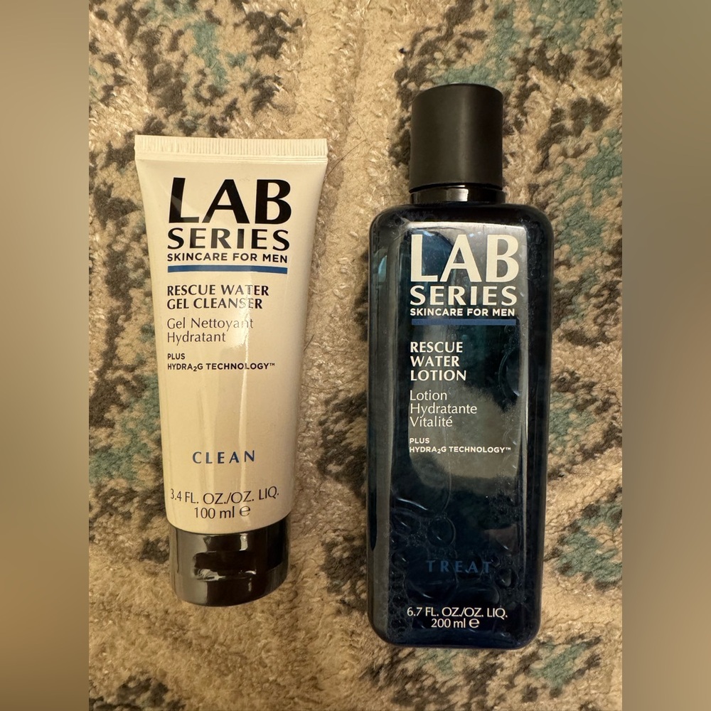 Lab Series Skincare For Men RESCUE WATER GEL CLEANSER 3.4 oz&Water Lotion 200ml